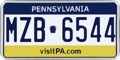 PA license plate MZB6544