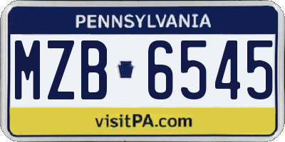 PA license plate MZB6545