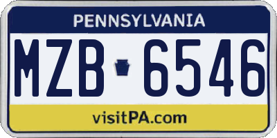 PA license plate MZB6546