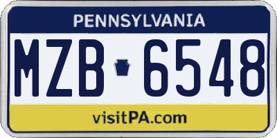 PA license plate MZB6548