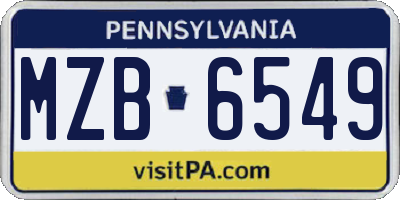 PA license plate MZB6549