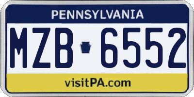 PA license plate MZB6552