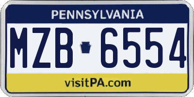 PA license plate MZB6554