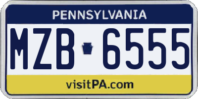 PA license plate MZB6555