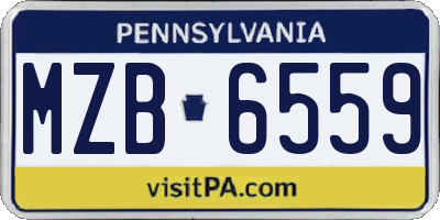 PA license plate MZB6559