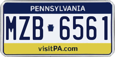 PA license plate MZB6561