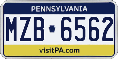 PA license plate MZB6562