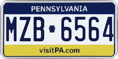 PA license plate MZB6564