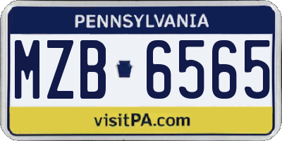 PA license plate MZB6565