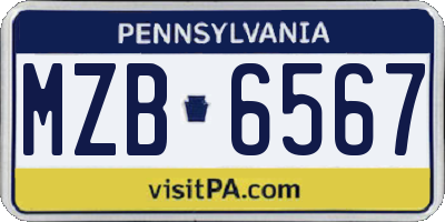 PA license plate MZB6567