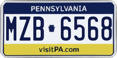 PA license plate MZB6568