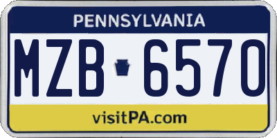 PA license plate MZB6570