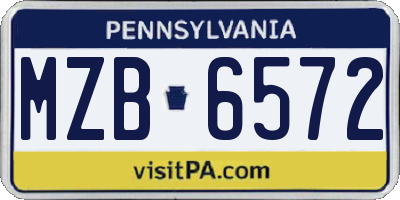 PA license plate MZB6572