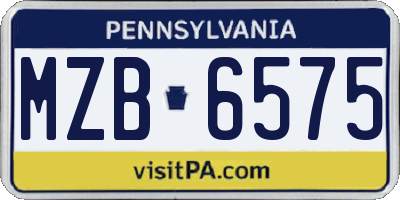 PA license plate MZB6575