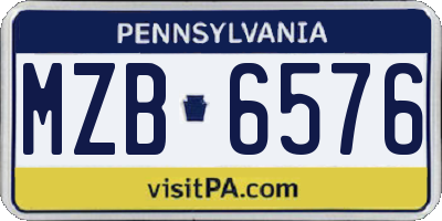PA license plate MZB6576