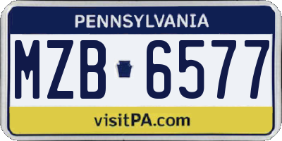 PA license plate MZB6577