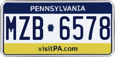 PA license plate MZB6578
