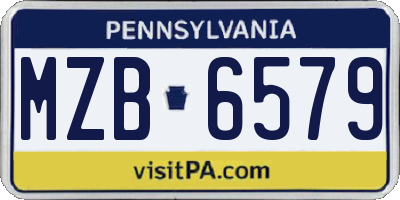 PA license plate MZB6579