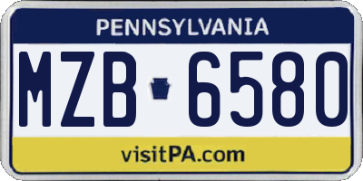 PA license plate MZB6580