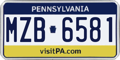 PA license plate MZB6581
