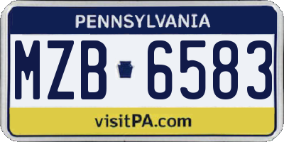 PA license plate MZB6583