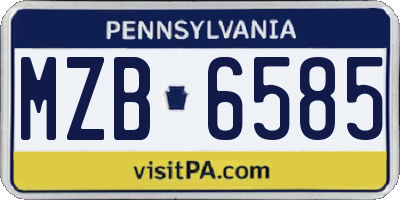 PA license plate MZB6585