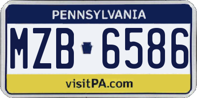 PA license plate MZB6586