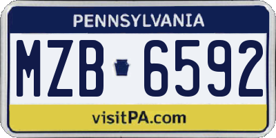 PA license plate MZB6592