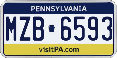 PA license plate MZB6593
