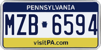 PA license plate MZB6594