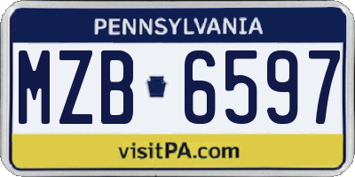 PA license plate MZB6597