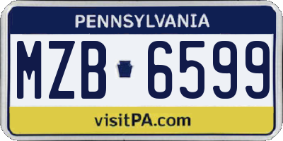 PA license plate MZB6599