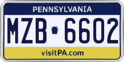 PA license plate MZB6602