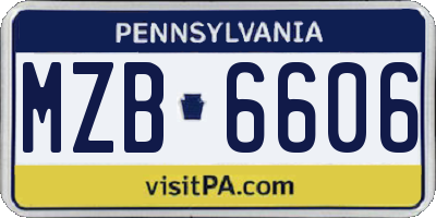 PA license plate MZB6606