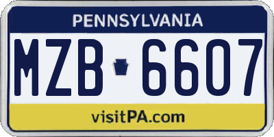 PA license plate MZB6607