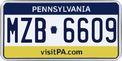 PA license plate MZB6609