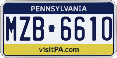 PA license plate MZB6610