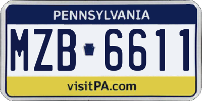 PA license plate MZB6611
