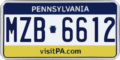 PA license plate MZB6612
