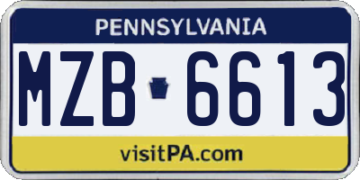 PA license plate MZB6613