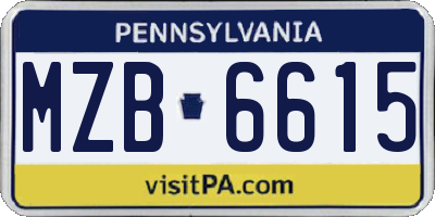 PA license plate MZB6615
