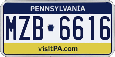 PA license plate MZB6616