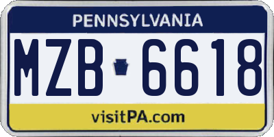 PA license plate MZB6618