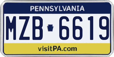 PA license plate MZB6619