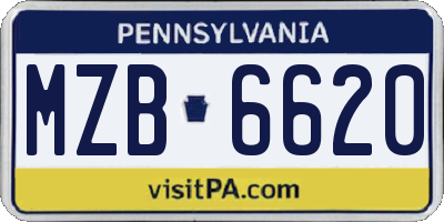 PA license plate MZB6620