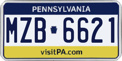 PA license plate MZB6621