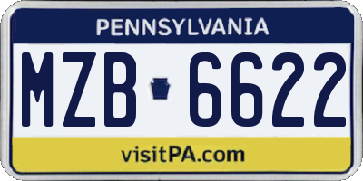 PA license plate MZB6622