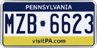 PA license plate MZB6623