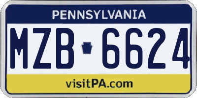 PA license plate MZB6624