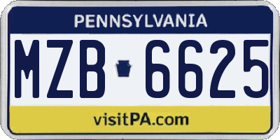 PA license plate MZB6625
